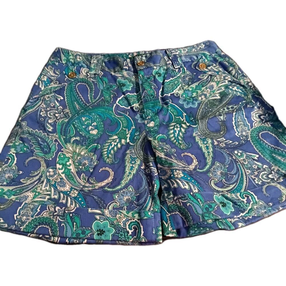 Lauren Ralph Lauren Blue Paisley Shorts 8 Classic Preppy